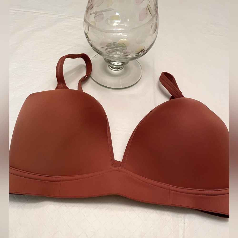 Aerie Full Coverage Size 36DDD wire free bra in a medium brown colour.